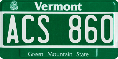 VT license plate ACS860