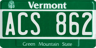 VT license plate ACS862