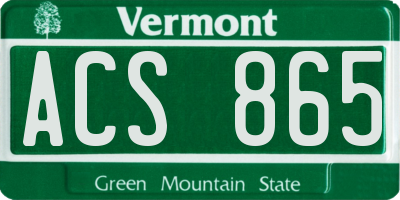 VT license plate ACS865