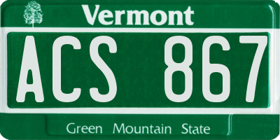 VT license plate ACS867