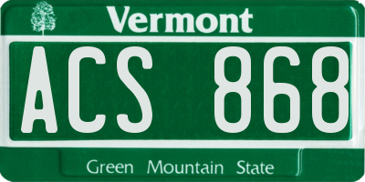 VT license plate ACS868