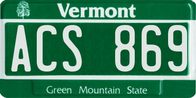 VT license plate ACS869