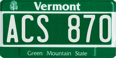 VT license plate ACS870