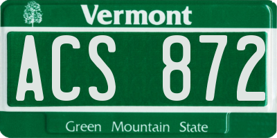 VT license plate ACS872
