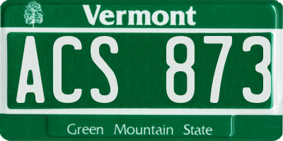 VT license plate ACS873