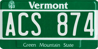 VT license plate ACS874