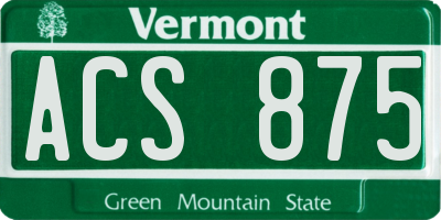 VT license plate ACS875