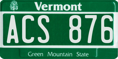 VT license plate ACS876