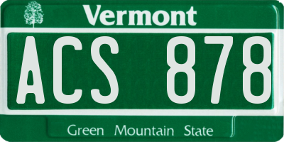 VT license plate ACS878
