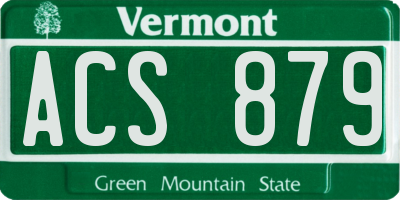 VT license plate ACS879