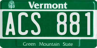 VT license plate ACS881