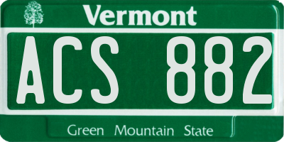 VT license plate ACS882