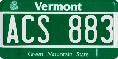 VT license plate ACS883