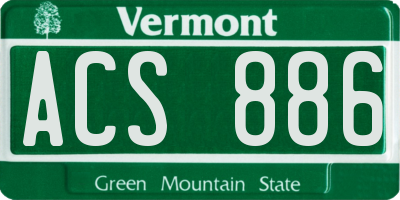 VT license plate ACS886