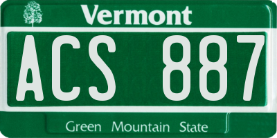 VT license plate ACS887
