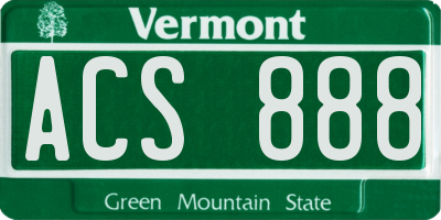 VT license plate ACS888