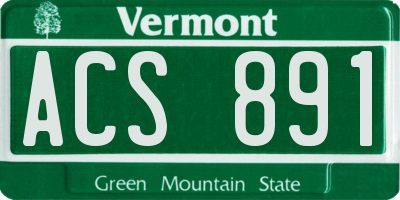 VT license plate ACS891