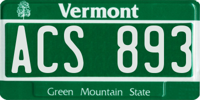 VT license plate ACS893