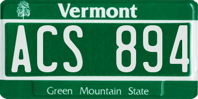 VT license plate ACS894