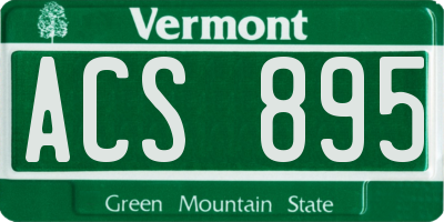 VT license plate ACS895