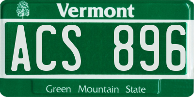 VT license plate ACS896