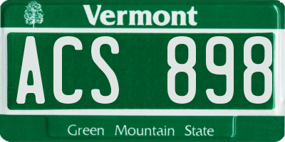 VT license plate ACS898