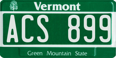 VT license plate ACS899