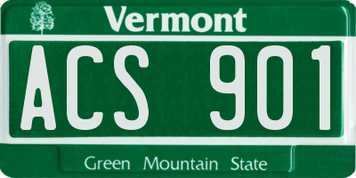 VT license plate ACS901