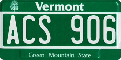 VT license plate ACS906