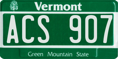 VT license plate ACS907