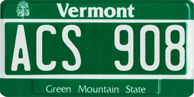 VT license plate ACS908