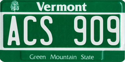 VT license plate ACS909