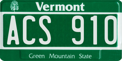 VT license plate ACS910