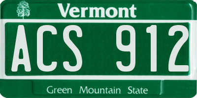 VT license plate ACS912