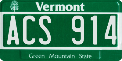 VT license plate ACS914
