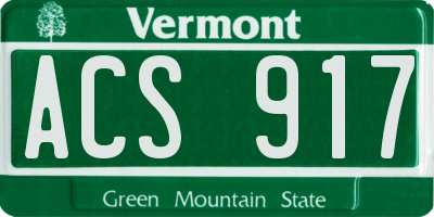 VT license plate ACS917