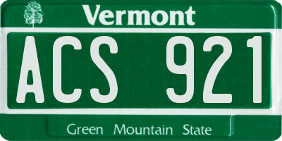 VT license plate ACS921