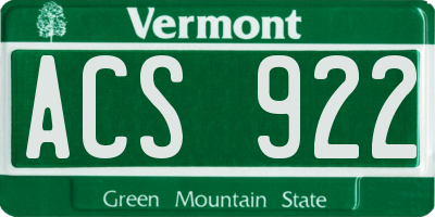 VT license plate ACS922