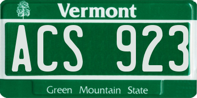 VT license plate ACS923