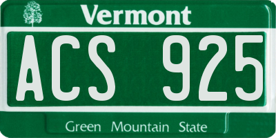 VT license plate ACS925