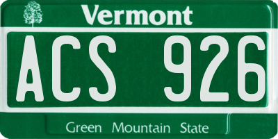 VT license plate ACS926
