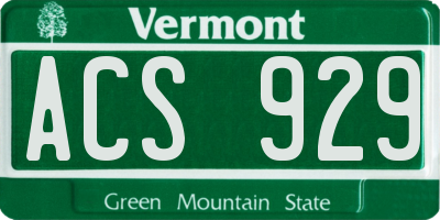VT license plate ACS929