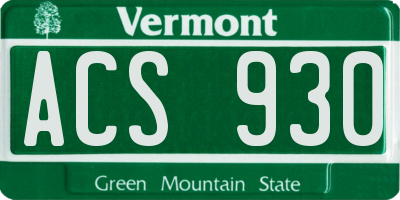 VT license plate ACS930