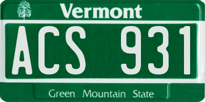 VT license plate ACS931