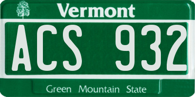 VT license plate ACS932