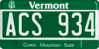 VT license plate ACS934