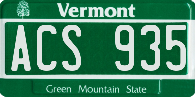 VT license plate ACS935