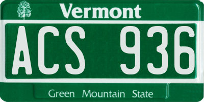 VT license plate ACS936
