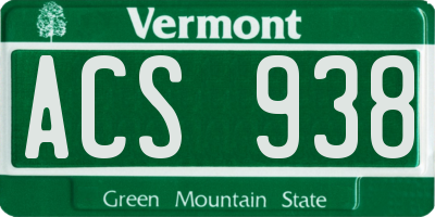 VT license plate ACS938