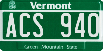 VT license plate ACS940
